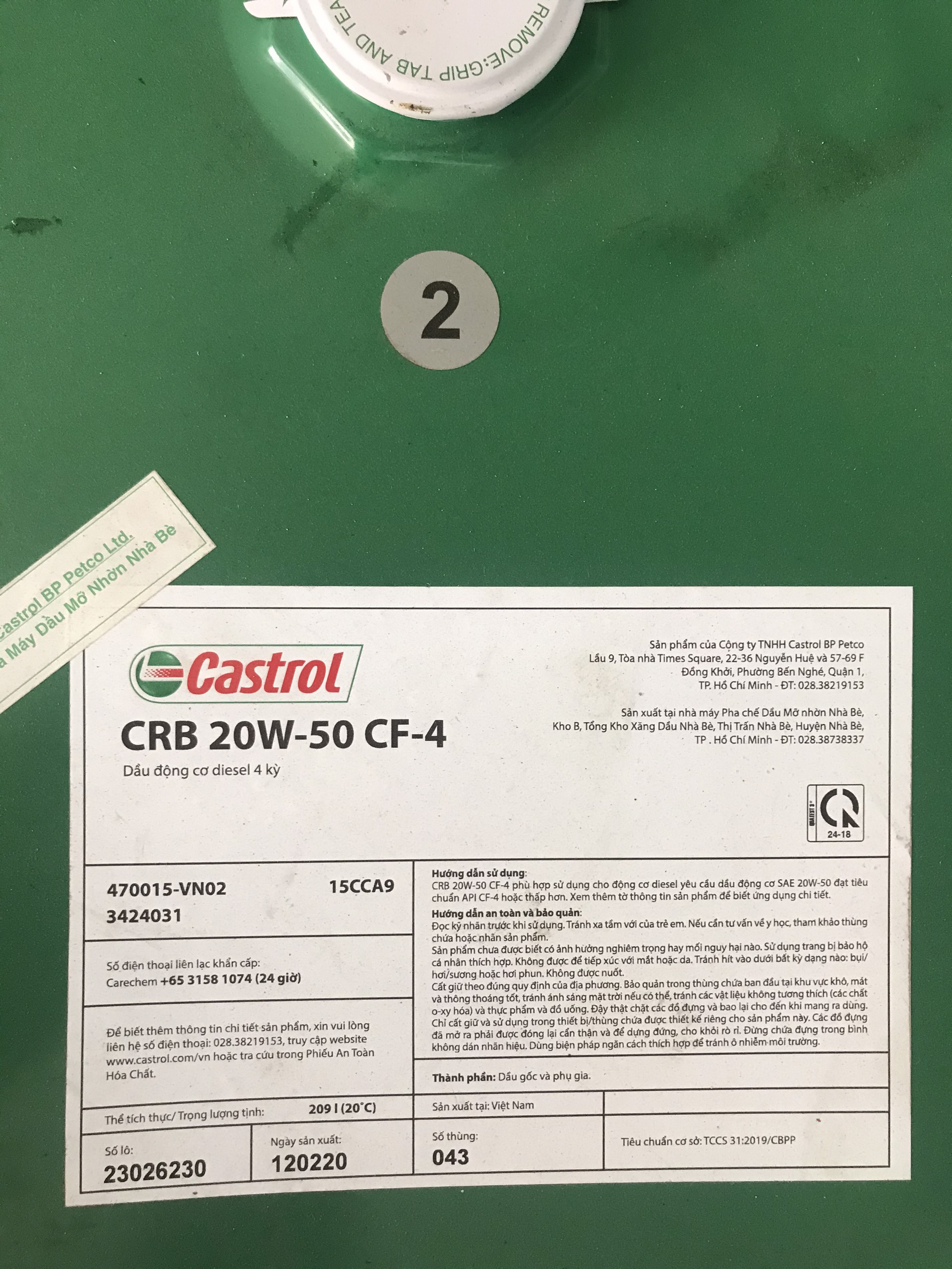 Castrol CRB 20W - Dầu Nhớt Thảo Cầu - Công Ty TNHH Thương Mại Và Dịch Vụ Thảo Cầu